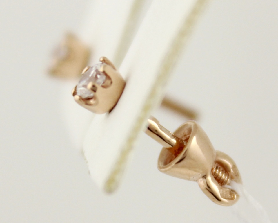 ЗОЛОТЫЕ СЕРЬГИ ГВОЗДИКИ (ПУССЕТЫ) 3 ММ. ИЗ КРАСНОГО ЗОЛОТА. 520004